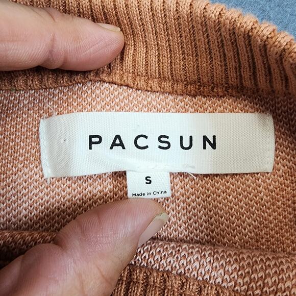 Pacsun Womens Sweater Small Pink Brown Camo Abstract Crewneck Stretch Preppy - Picture 3 of 15